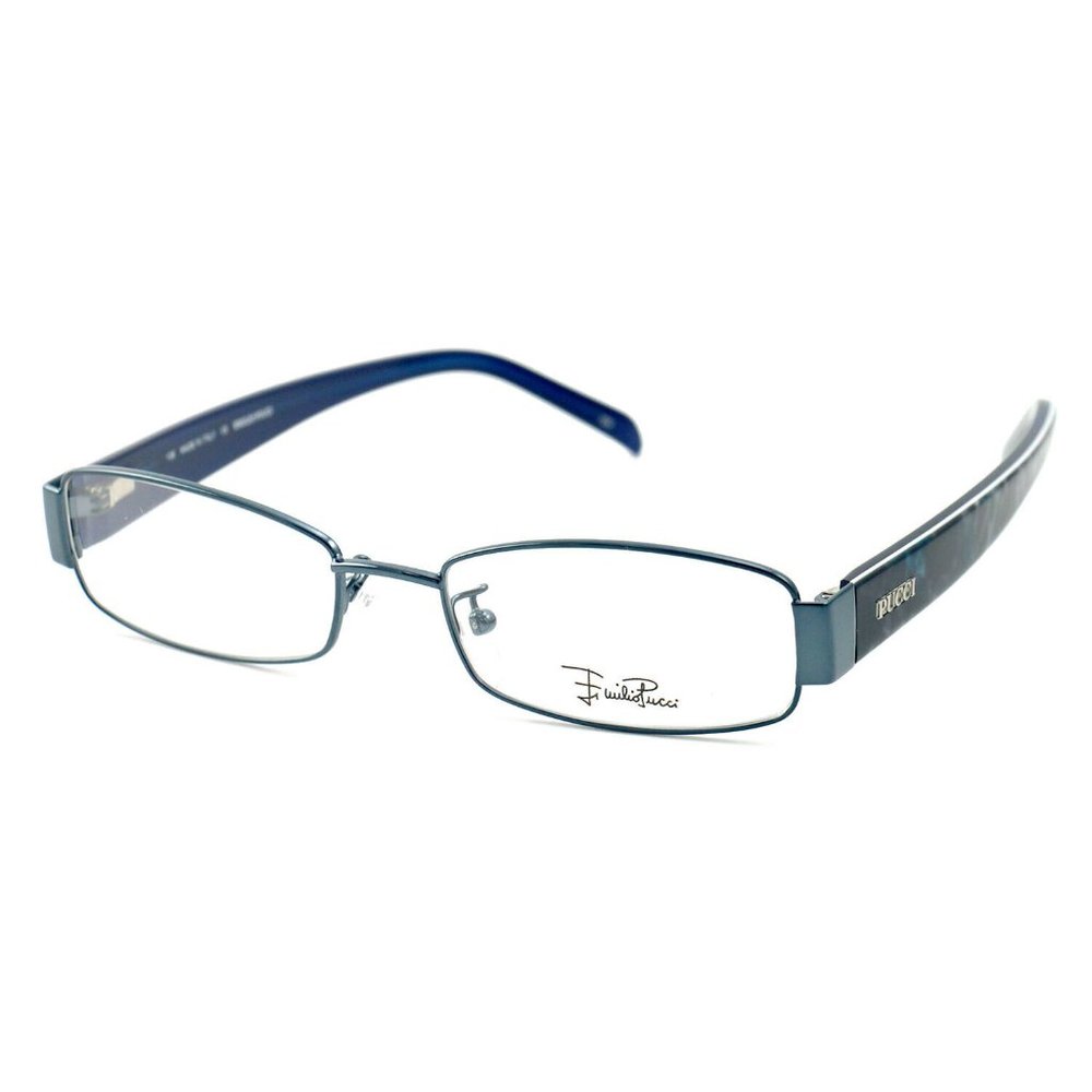 Emilio Pucci Rectangle Women Blue Metal Frame